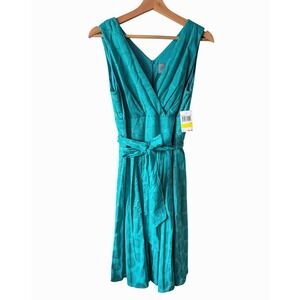 Rabbit Rabbit Rabbit Designs Dress Womens 10 Jade Green Cotton Fit Flare NWT